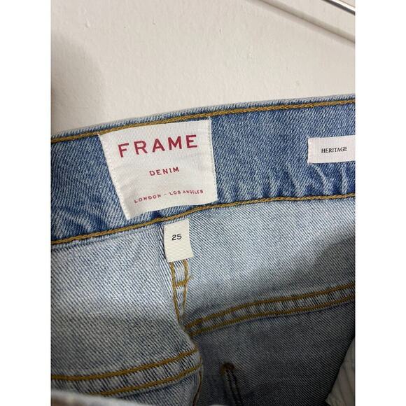 Frame Jeans 25 Heritage Le Sylvie Kick Flare Boot High Rise Denim Crop - Picture 8 of 10